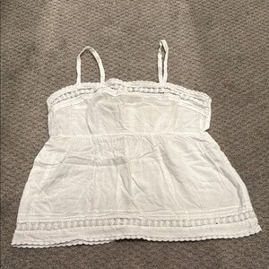 LOFT - White Lace Trim Tank Top